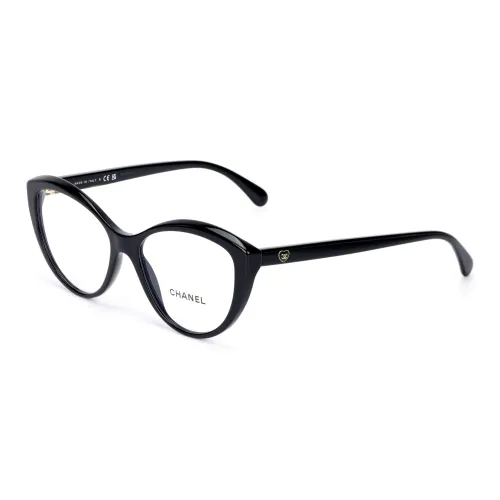 CHANEL Acetate Cat Eye Eyeglass Frames Women's Black