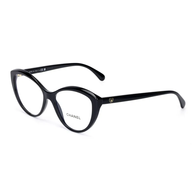 CHANEL Acetate Cat Eye Eyeglass Frames Women's Black-0