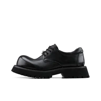 HANQIAORIJI Black Blood Series Round Tip Derby Shoes Casual Shoes Men's Black