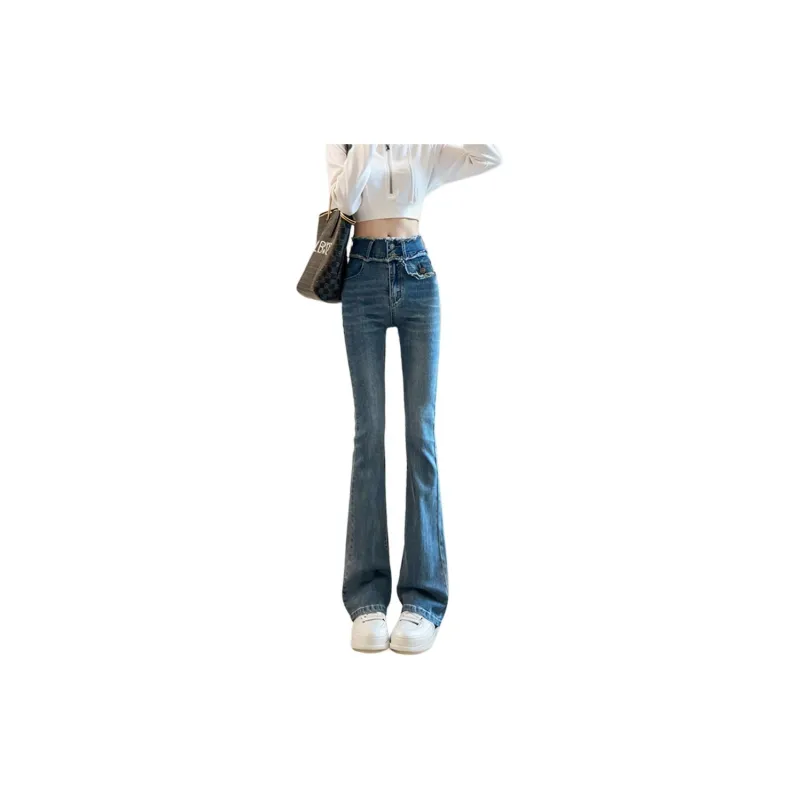 FAWENXIANGZI Jeans Women's Vintage Blue-2