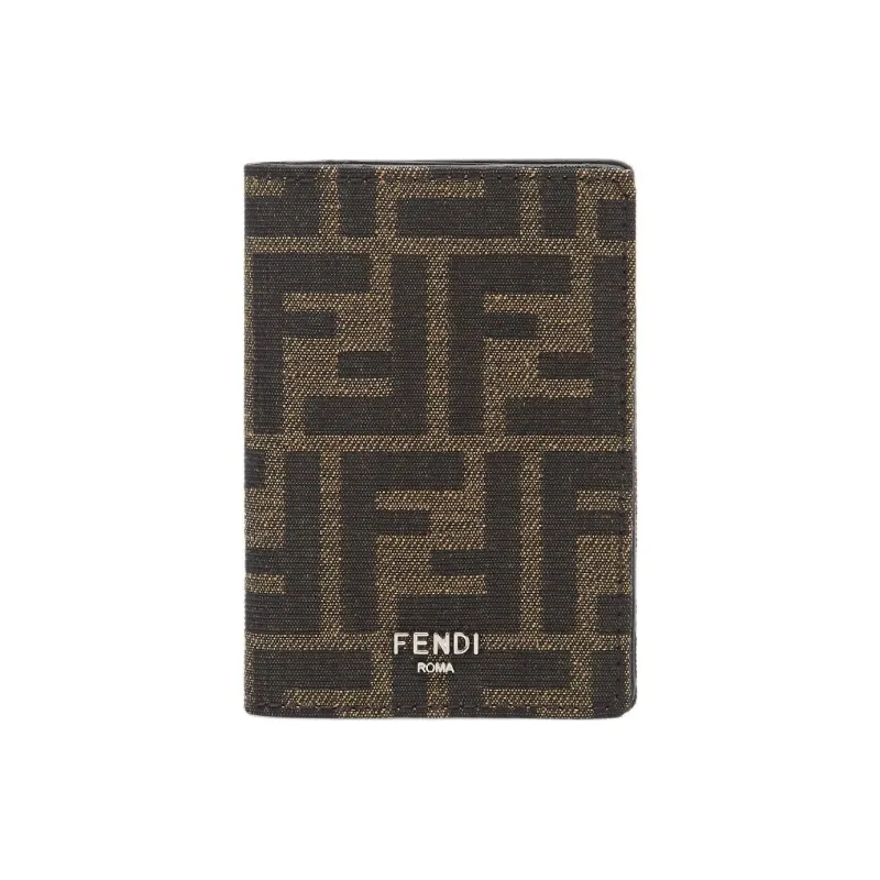 FENDI Jacquard Fabric Card Holder Men's Brown-0