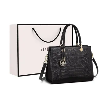 VINEY Cow Leather Patchwork Synthetic Leather Shoulder Bag Crossbody Bag Regular Women's Black