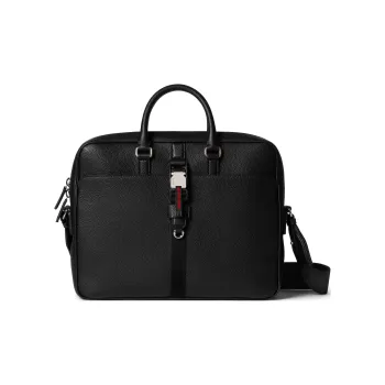 GUCCI Soft Grain Leather Briefcase Medium Size Men's Black
