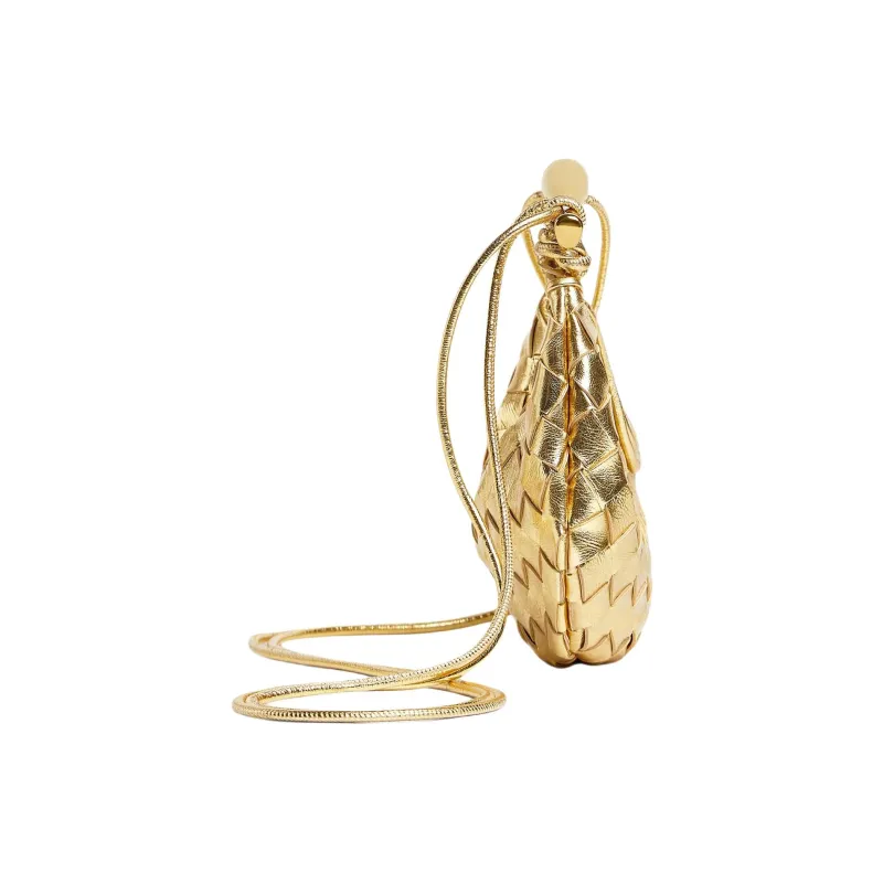 Bottega Veneta SARDINE Sheepskin Shoulder Bag, Crossbody Bag, Handbag Mini Women's Gold-1