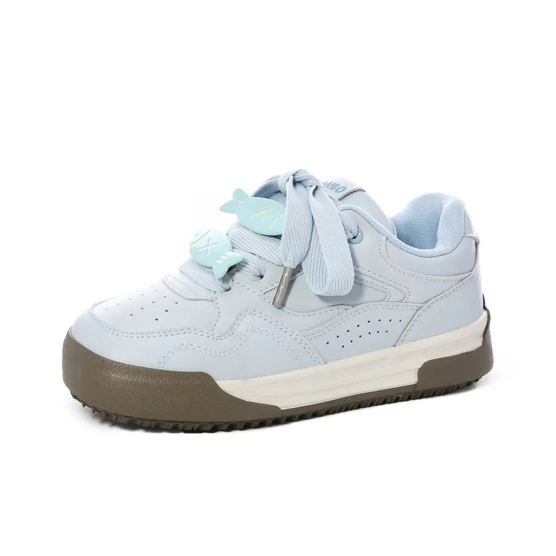 Lovely You Wear resistant And Lightweight Low Top Skateboard Shoes Women's Blue-7