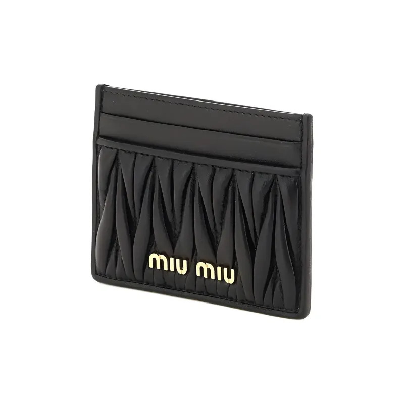 MIU MIU Matelassé Sheepskin Card Holder Women's Black-2