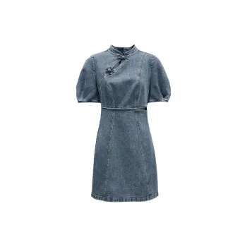 ONLY Short Sleeved Dresses Women's Vintage Denim