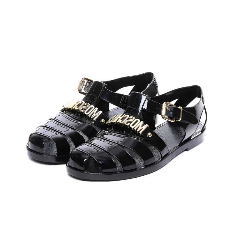 MOSCHINO Logo Lettering Round Toe Sandals-3