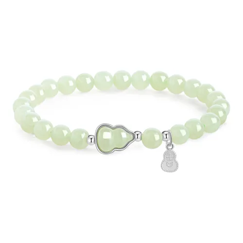 Lao Feng Xiang Hetian Jade Bracelets Pale Greenish White Jade Women's