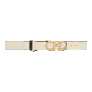 FERRAGAMO Calfskin Leather Belts Women's Beige Width: 2.5CM