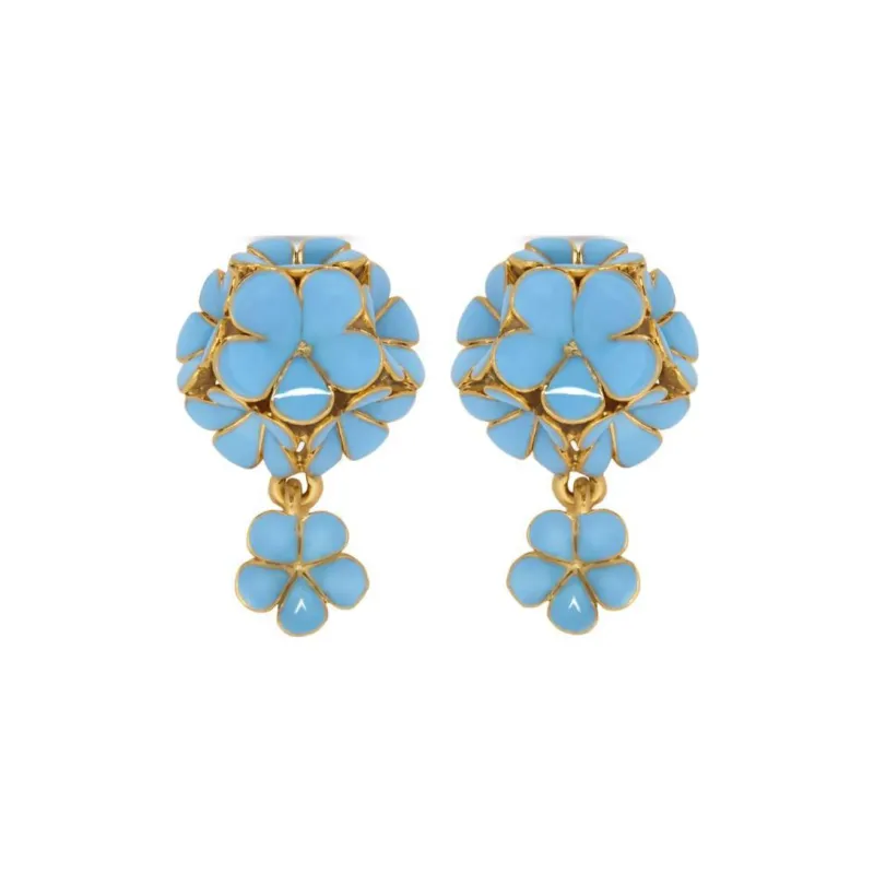 Oscar De La Renta Flower Drop Clip on Earrings-1