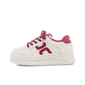 HUANQIU Anti Slip And Wear Resistant Height Increasing Low Top Skateboard Shoes Women's Beige Burgundy