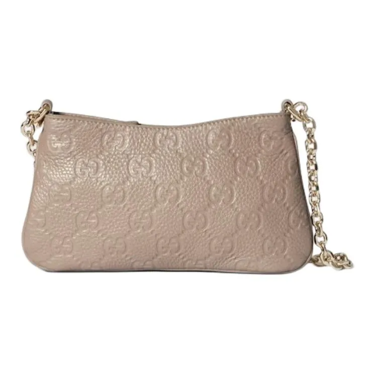 GUCCI Grained Leather Crossbody Bag Shoulder Bag Extra Mini Women's Taupe-4