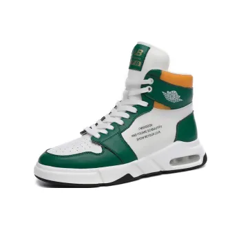 Babinda Men's Shoes Slip Resistant High Top Casual Shoes Men's White Green
