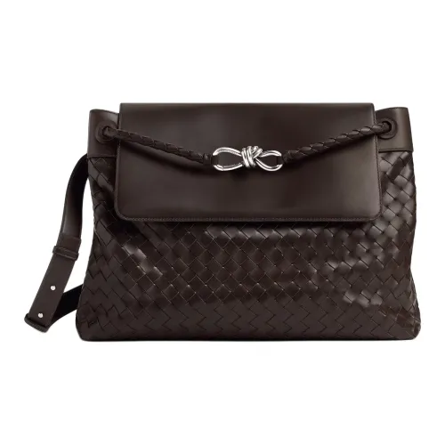 Bottega Veneta Andiamo Series Calfskin Messenger Bag, Shoulder Bag Large Size Men's Dark Brown