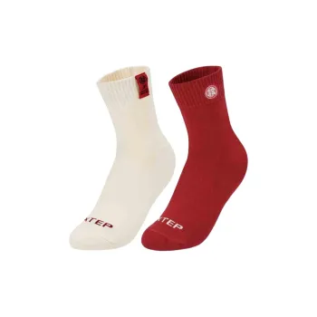 XTEP Knee High Socks Women's 2 Pack Red/White