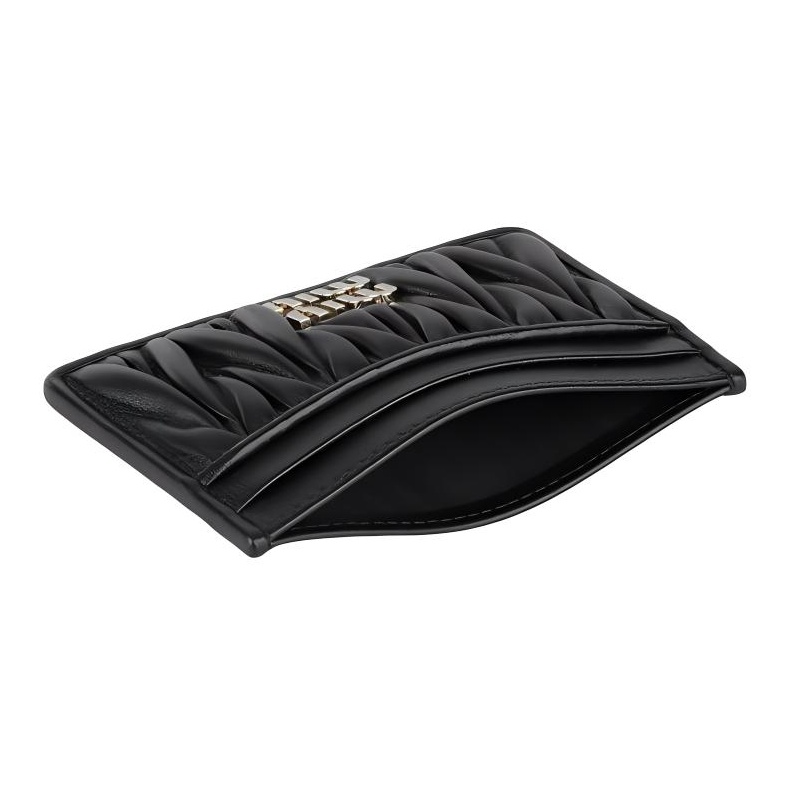 ★MiuMiu★ Matelasse Zipper Card Holder Black 5MB06MAFPPF000 Black Matelassé Nappa Leather Card Holder | Miu Miu