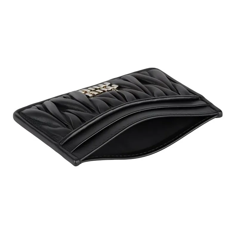 MIU MIU Matelassé Sheepskin Card Holder Women's Black-3
