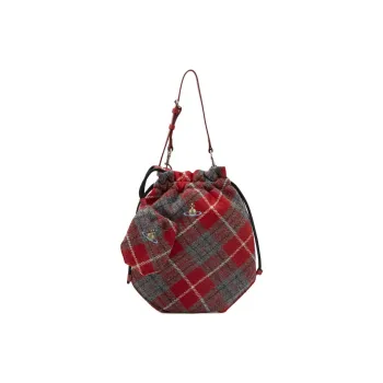 Vivienne Westwood Tweed One Shoulder Handbags Women's Red