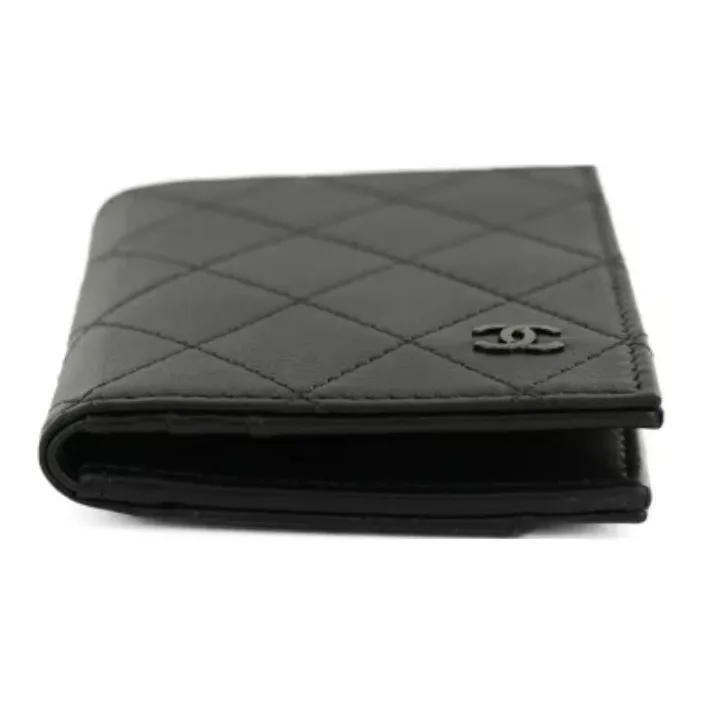 CHANEL So Black Calfskin Wallet Coin Purse Women's Black-3