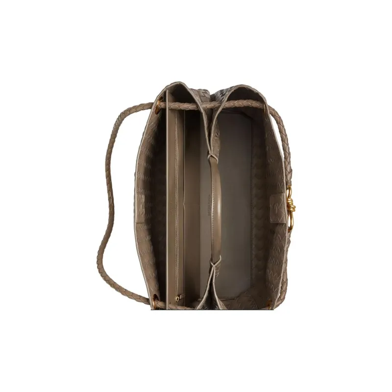 Bottega Veneta Andiamo Series Lambskin One Shoulder Handbags Large Size Women's Pinecone Brown-3