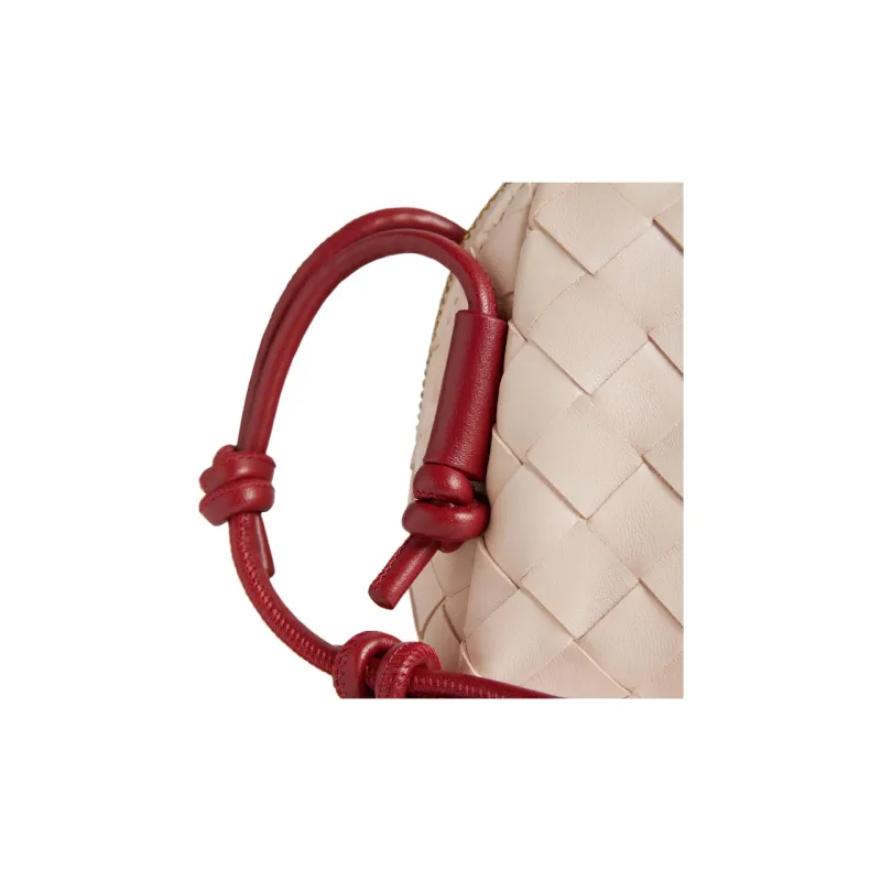 Bottega Veneta Sheepskin Handheld Shoulder Bag Women's Carved Pink/Sandalwood Wood Color-3