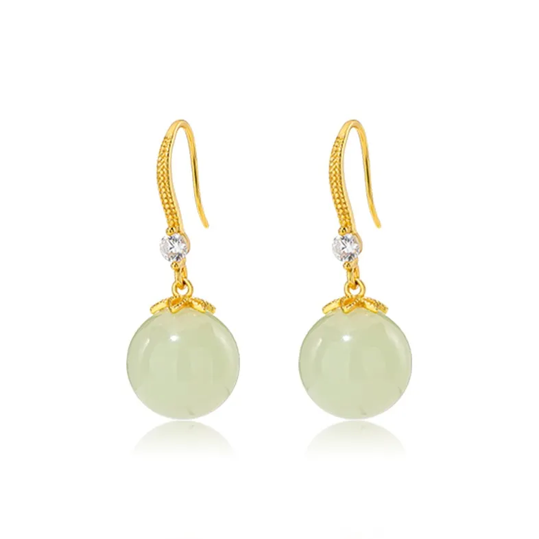 QLADY Earrings Green Jade Women's-31