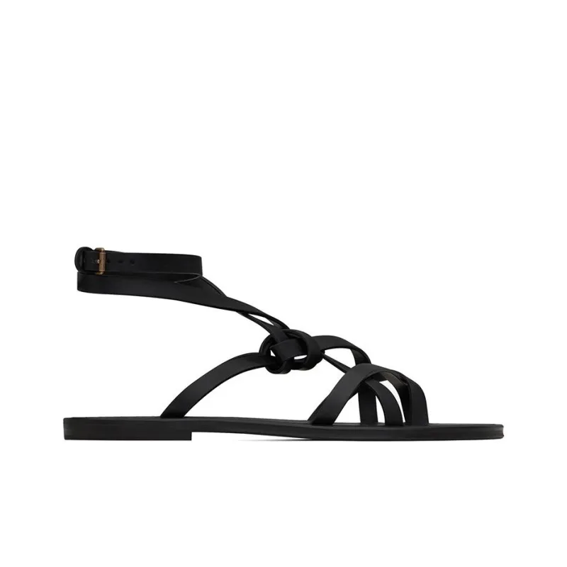 SAINT LAURENT Santo Knotted Flat Sandals-1