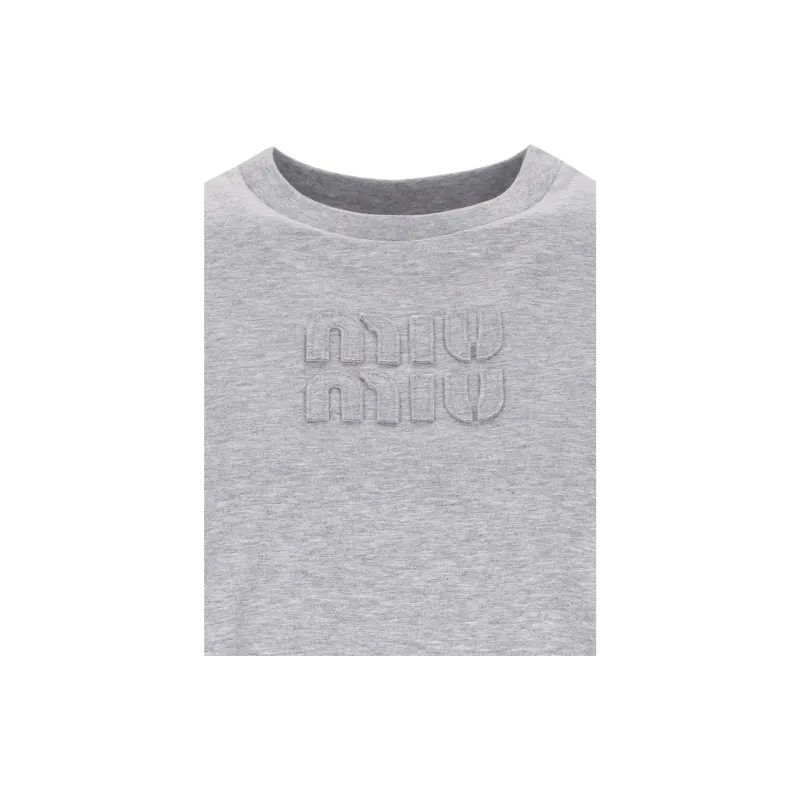 MIU MIU Crewneck Cropped T Shirt-4