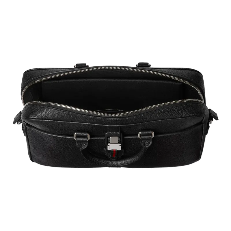 GUCCI Soft Grain Leather Briefcase Medium Size Men's Black-4