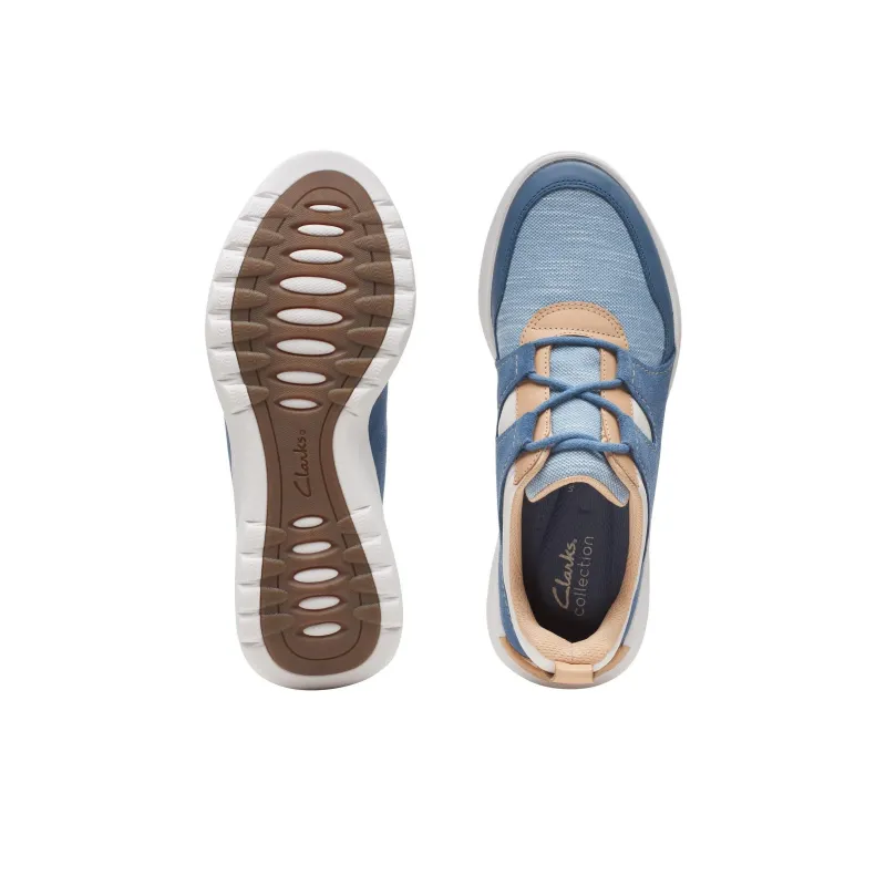 Clarks Teagan Lace Low-Top Casual Shoes Women's Blue-5