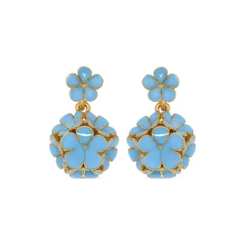 Oscar De La Renta Flower Drop Clip on Earrings