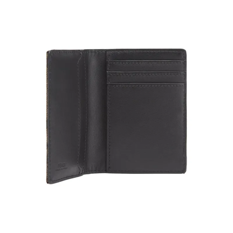 FENDI Jacquard Fabric Card Holder Men's Brown-2