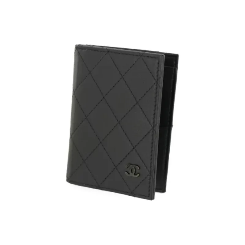 CHANEL So Black Calfskin Wallet Coin Purse Women's Black-1