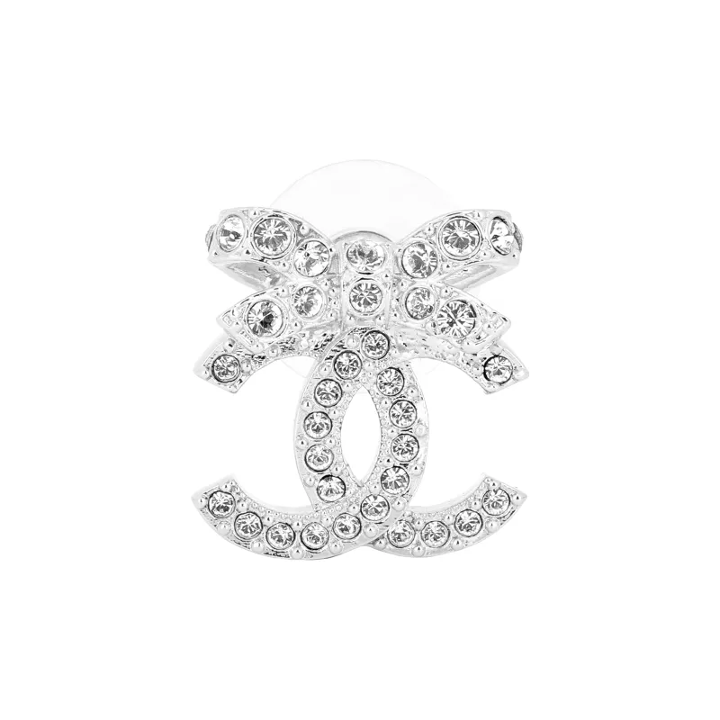 CHANEL Bow Tie Cc Logo Earrings-1