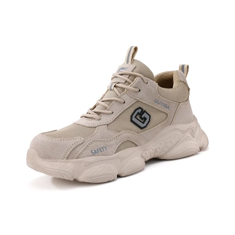 Blue Gull Shield Support Wear Resistant High Top Outdoor Shoes Unisex Khaki-1