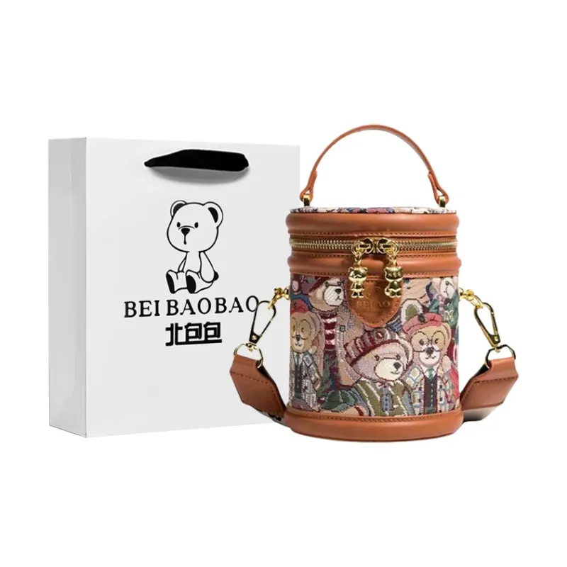 North Pack Fabric Cylinder Bag Bucket Bag Crossbody Bag Regular Women's Navy Blue/Brown/Pink-2