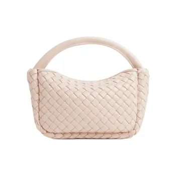 Bottega Veneta Sheepskin Shoulder Bag Crossbody Bag Handbag Small Size Women's Carved White