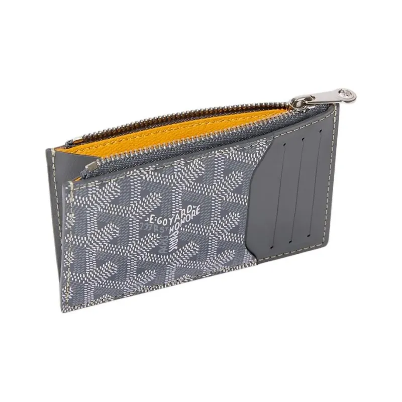 GOYARD Canvas With Calfskin Card Holder Unisex Gray-1