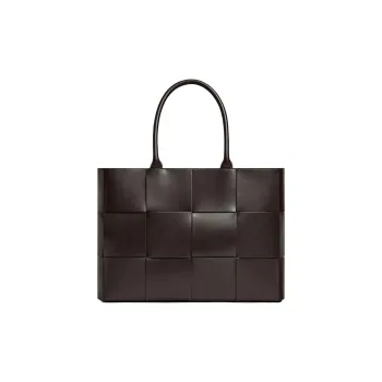 Bottega Veneta Calfskin Tote Handbag Medium Size Men's Dark Brown