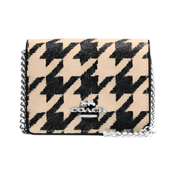 COACH Canvas With Leather Square Bag Wallet Mini Women's Milk Tea & Black