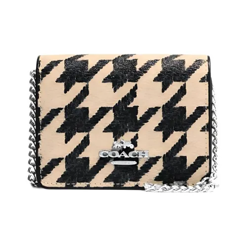 COACH Wallet Canvas With Leather Square Bag Wallet Mini Women's Milk Tea & Black
