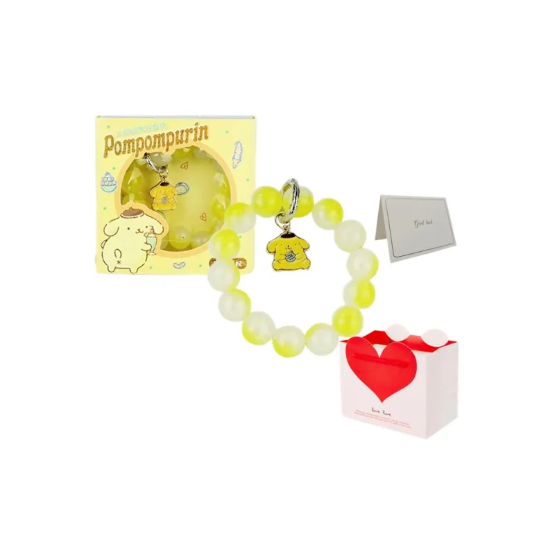 Sanrio Cinnamoroll Kuromi Pompompurin My Melody, Purple Crystal Cute Versatile Beaded Bracelet, Beaded Jewelry Lanyards-3