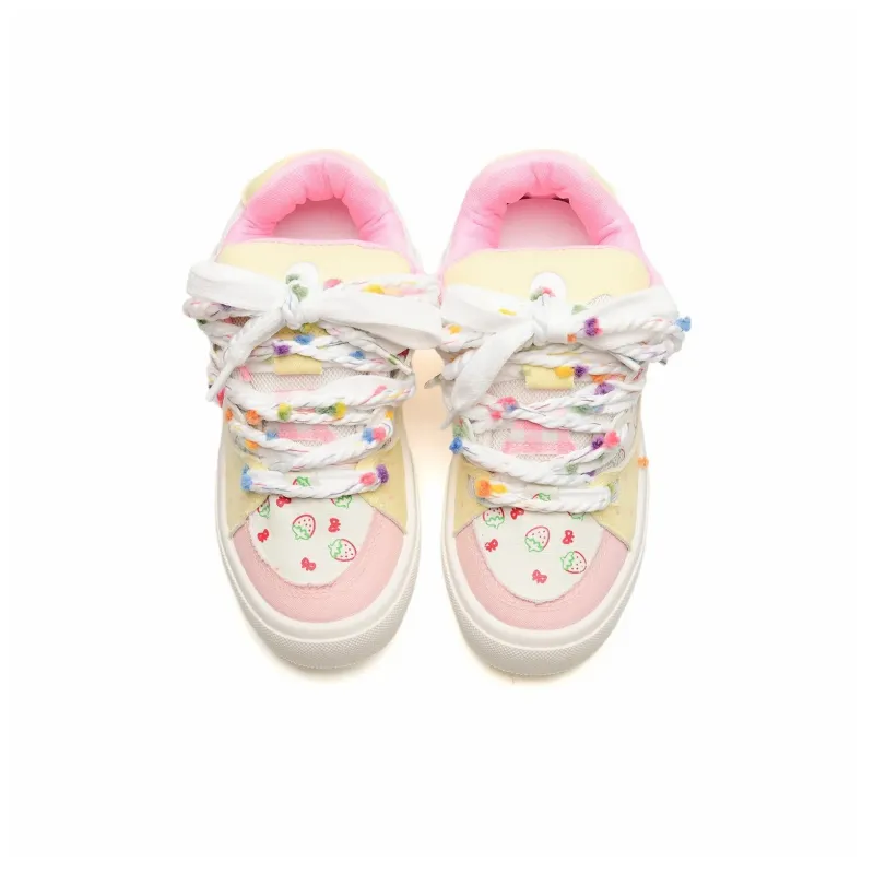 Circle Small Cushioned Wear-Resistant Lightweight Height Increasing Low-Top Skateboard Shoes Women's Box Included-3