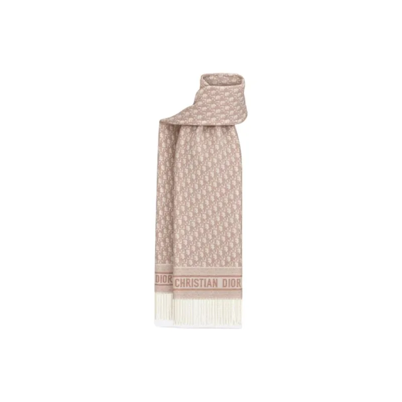 DIOR Cashmere Knit Scarves Women's Beige-2