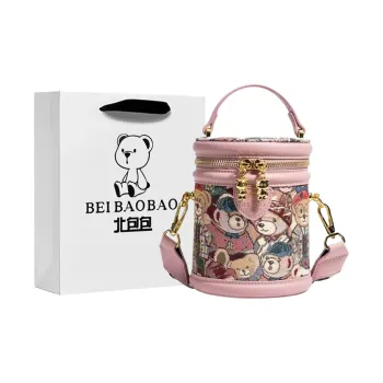 North Pack Fabric Cylinder Bag Bucket Bag Crossbody Bag Regular Women's Navy Blue/Brown/Pink