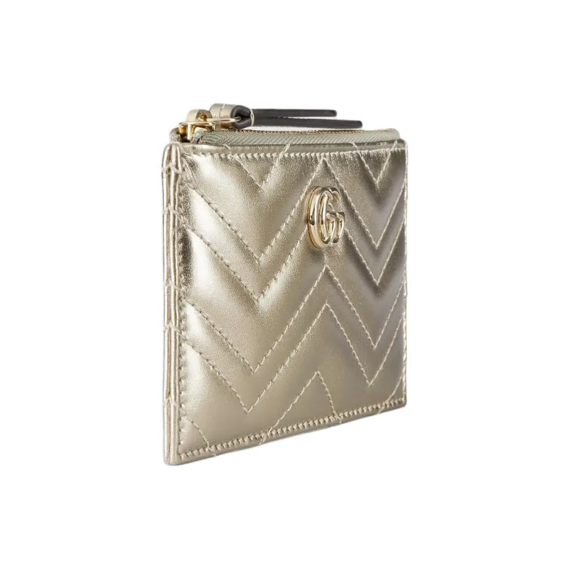GUCCI GG Marmont Leather Key Pouch Women's Dark Gold-2