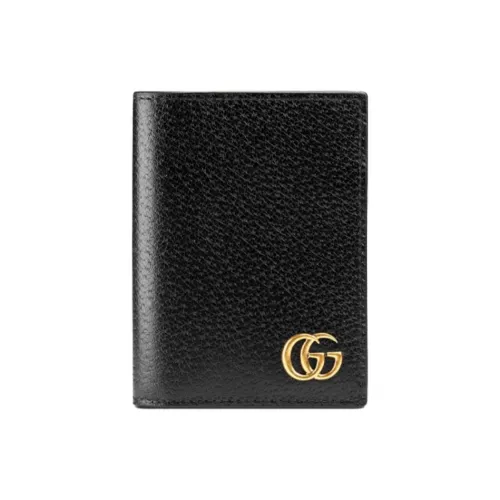 GUCCI Marmont Calfskin Business Card Holder Men's Black