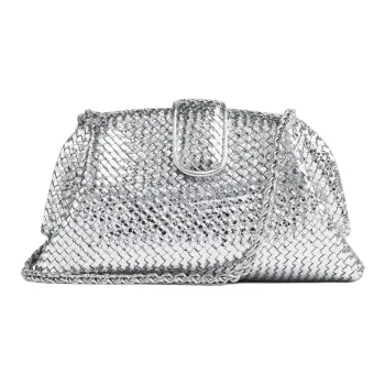 Bottega Veneta Goatskin Clutch Women's Silver