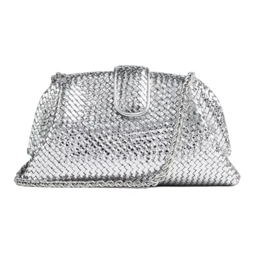 Bottega Veneta Goatskin Clutch Women's Silver